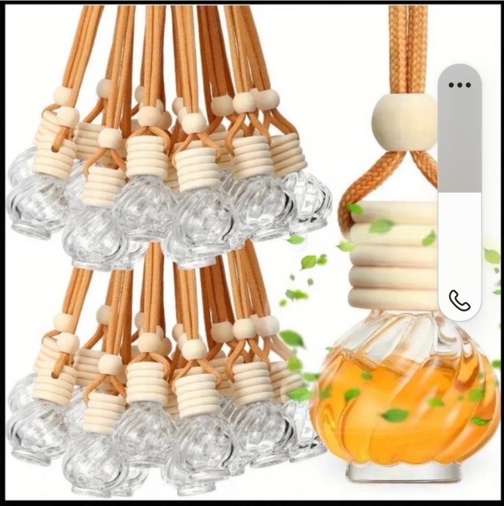 Hanging Glass Car Air Freshener with Wooden Cap